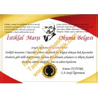 İstiklal Marşını Okuyorum Belgesi