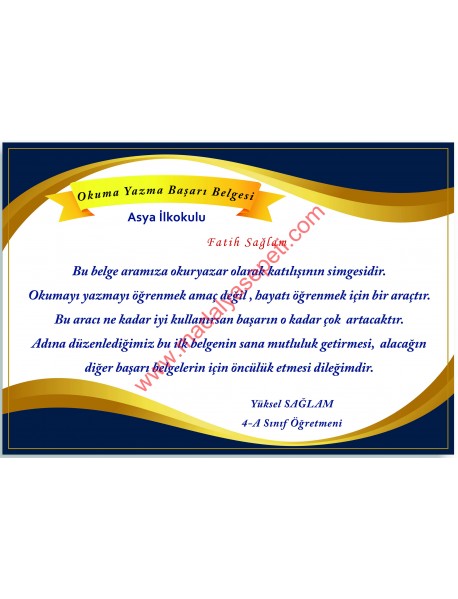 Artık Okuyorum Belgesi 9